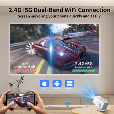 FY360 4K HD स्मार्ट एलसीडी प्रोजेक्टर एंड्रॉयड 11.0 BT5.2 अंतर्निहित स्टीरियो ध्वनि और यूएस प्लग के साथ उच्च चमक होम थिएटर लेजर