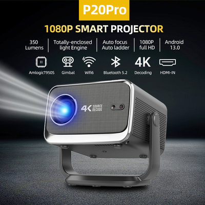FLYIN P20 प्रो 4K 350Lms 1080P फुल एचडी प्रोजेक्टर ऑटो फोकस लेंस एलसीडी लैंप एंड्रॉयड 13 एयरप्ले पोर्टेबल होम थिएटर उपयोग